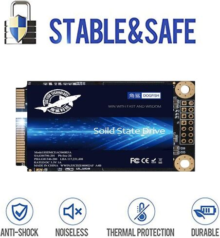 SSD mSATA 1TB Dogfish Internal Solid State Drive High Performance Hard Drive for Desktop Laptop SATA III 6Gb/s Includes SSD 16GB 32GB 60GB 64GB 120GB 128GB 240GB 250GB 480GB 500GB 1T (1TB MSATA) in Kuwait