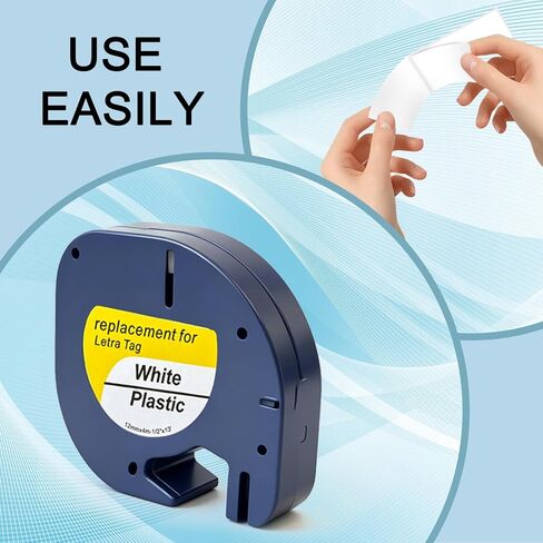 10-Pack Compatible with Dymo LetraTag Label Maker Refills 91331 Plastic White Tape, Work with Labeler Letra Tag 200B, LT 100T 100H Plus printer-12mm x 4m (1/2" x 13') in Kuwait