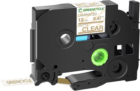 GREENCYCLE Compatible for Brother P-Touch TZe-M34 TZ-M34 12mm 0.47 Inch 1/2" Gold on Matte Clear Laminated AZE Label Tape for PTD210 D200 D400AD D600 PT-H100 PTH110 PT1290 PT-1230PC PTP700BT, 1 Pack in Kuwait