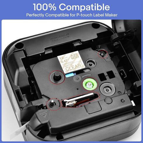 GREENCYCLE Compatible for Brother P-Touch TZe-M34 TZ-M34 12mm 0.47 Inch 1/2" Gold on Matte Clear Laminated AZE Label Tape for PTD210 D200 D400AD D600 PT-H100 PTH110 PT1290 PT-1230PC PTP700BT, 1 Pack in Kuwait