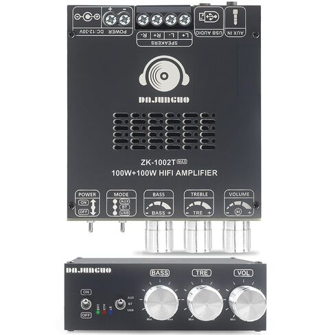 ZK-1002T MAX 2.0 Channel 200W Bluetooth Power Amplifier Board, TPA3221 Chip, Vehicle Amp with Bluetooth/AUX/USB Inputs in Saudi Arabia
