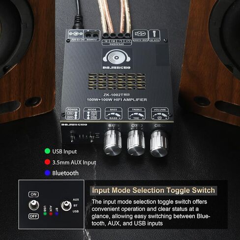 ZK-1002T MAX 2.0 Channel 200W Bluetooth Power Amplifier Board, TPA3221 Chip, Vehicle Amp with Bluetooth/AUX/USB Inputs in Saudi Arabia