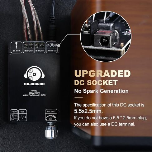 DAJUNGUO 1002S 2.0 Bluetooth Amplifier Board with Dual TPA3116D2 Chips, 100W+100W Power Output, Wide Voltage Range of 9-24V DC, Bluetooth/USB/3.5mm AUX Input Modes Supported in Kuwait