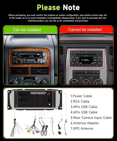 4G+64G 6.86 Inch Android Car Stereo for Dodge RAM 1500 2500 3500 2002-2006 Jeep Wrangler 2003-2006 Grand Cherokee 1999-2004 Wireless CarPlay Android Auto GPS WiFi SWC Bluetooth 32EQ Car Radio in Saudi Arabia