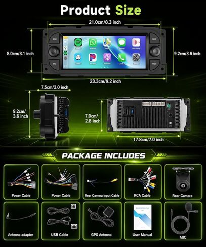 4G+64G 6.86 Inch Android Car Stereo for Dodge RAM 1500 2500 3500 2002-2006 Jeep Wrangler 2003-2006 Grand Cherokee 1999-2004 Wireless CarPlay Android Auto GPS WiFi SWC Bluetooth 32EQ Car Radio in Saudi Arabia