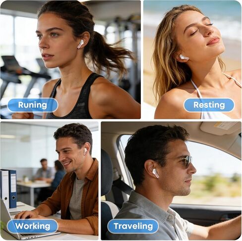 Wireless Earbuds Bluetooth 5.4 HiFi Stereo Headphones with Noise Cancelling Mic, 50H Playback In Ear Buds with LED Digital Display, IPX7 Waterproof Earphones for Office/Running/Workout (Rose Gold) in Kuwait