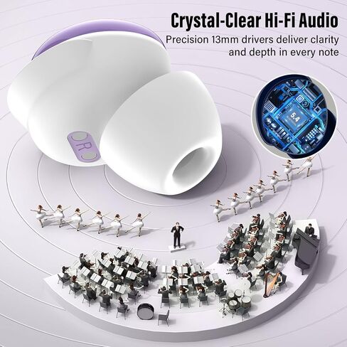 VEKJ Sleep Earbuds Bluetooth Crystal-Clear Calls, IPX7 Waterproof Earphones Lilac in Kuwait