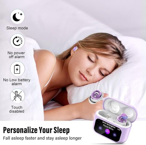 VEKJ Sleep Earbuds Bluetooth Crystal-Clear Calls, IPX7 Waterproof Earphones Lilac in Kuwait