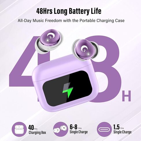 VEKJ Sleep Earbuds Bluetooth Crystal-Clear Calls, IPX7 Waterproof Earphones Lilac in Kuwait