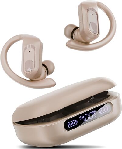 occiam Active Noise Cancelling Wireless Earbuds Bluetooth Headphones Ear Buds 96Hrs Playback Clear Call Waterproof Earphones with Ear Hook Microphones for Sport Running Pink in Kuwait