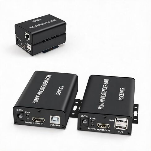 Zunate 2PCS USB HDMI KVM Extender, 1080P Ethernet Cable- Extension Up to 120m,Cat6 to HDMI Receiver, USB Keyboard Mouse Support(#3) in Saudi Arabia