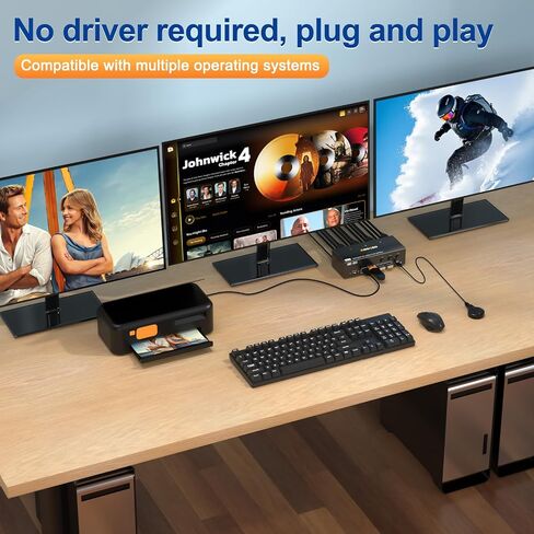 8K HDMI DP KVM Switch 3 Monitors 3 Computers, 8K@60Hz/4K@144Hz Triple Monitor KVM Switches for 3 Computers Sharing 3 Monitors, Keyboard and Mouse,with USB Cables,Controller and Power Adapter in Kuwait