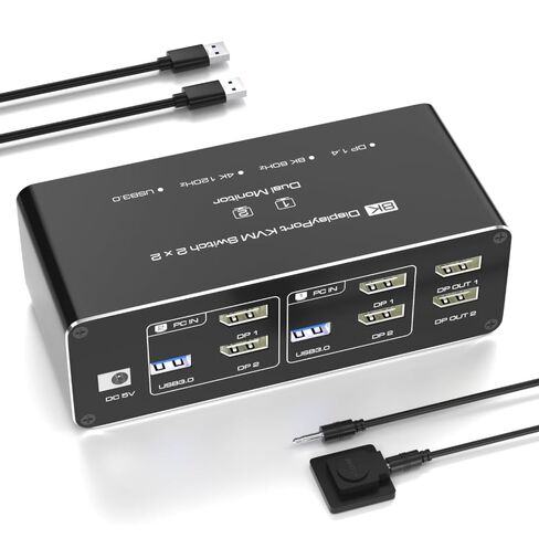 KVM Switch, KVM Switch 1 Monitors 2 Computers, HDMI Switch, 4K@60Hz KVM Switches for 2 Computers Sharing 1 Monitor, 4 USB 3.0 Devices Such as Keyboard, Mouse, Printer, Scanner (Grey) in Saudi Arabia