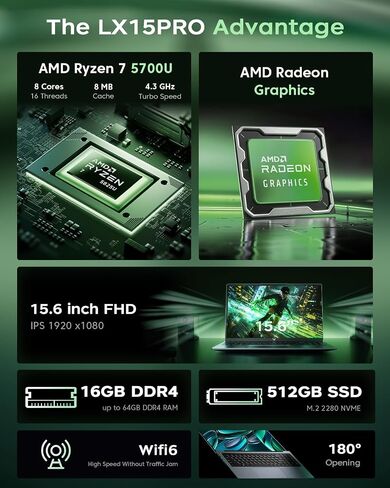 Light Gaming Laptop, ΑΜD Ryzen 7 5700U(Up to 4.3GHz), 16GB RAM 512GB SSD in Kuwait