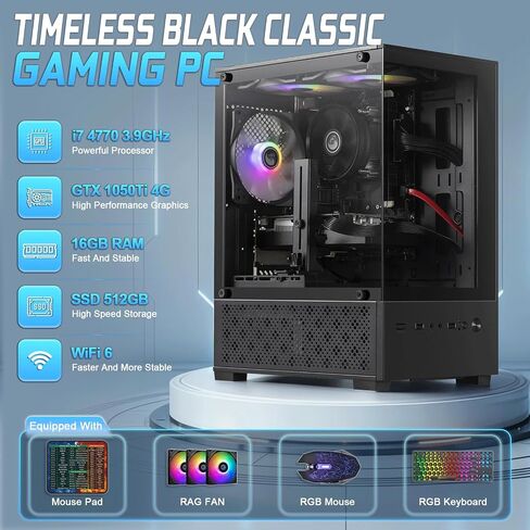 GPVHOSO Gaming PC Desktop, Intel Core i7 4th Gen, GTX 1050 Ti 4GB in Kuwait