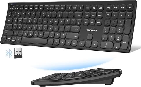 TECKNET Bluetooth Wireless Rechargeable Keyboard with BT5.0, 2.4G & Wired in Kuwait