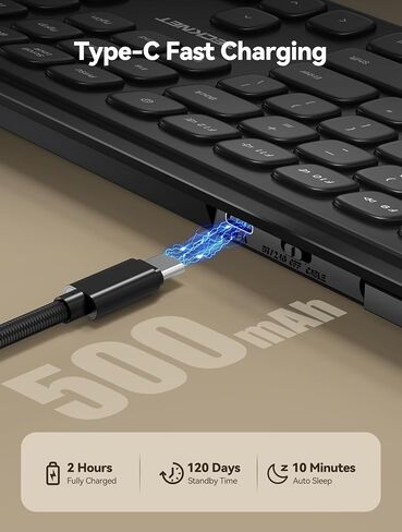 TECKNET Bluetooth Wireless Rechargeable Keyboard with BT5.0, 2.4G & Wired in Kuwait