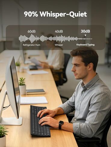 TECKNET Bluetooth Wireless Rechargeable Keyboard with BT5.0, 2.4G & Wired in Kuwait