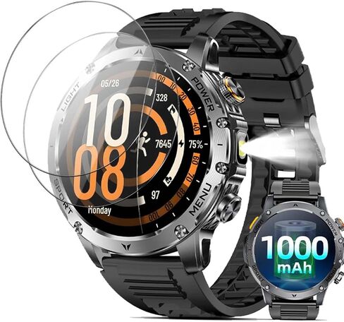 2 Pack Screen Protector for Karchilor 1.7" Smart Watch, 9H Hardness Tempered Glass for Karchilor 1.7 inch SmartWatch, 2.5D Round Edge,Anti-Scratch, Bubble Free, HD Clarity in Kuwait