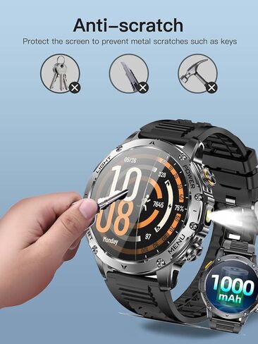 2 Pack Screen Protector for Karchilor 1.7" Smart Watch, 9H Hardness Tempered Glass for Karchilor 1.7 inch SmartWatch, 2.5D Round Edge,Anti-Scratch, Bubble Free, HD Clarity in Kuwait