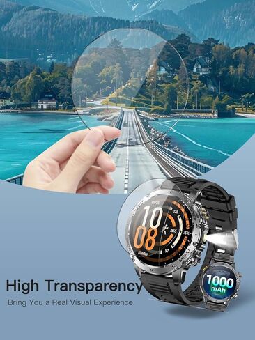2 Pack Screen Protector for Karchilor 1.7" Smart Watch, 9H Hardness Tempered Glass for Karchilor 1.7 inch SmartWatch, 2.5D Round Edge,Anti-Scratch, Bubble Free, HD Clarity in Kuwait