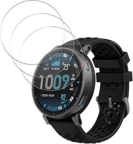 Screen Protector for Amazfit Active Max Smartwatch, 9H Tempered Glass, Drop-Proof, Scratch-Proof, Bubble-Free, 3 Pack. in Kuwait