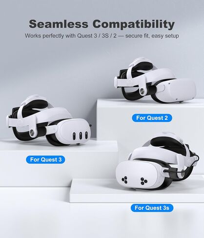 KawayeReal Battery Head Strap for Meta Quest 3/Quest 3S/Quest 2, with Magnetic Hot-Swappable & Detachable 10000mAh Battery Pack, Extends 3–5H Playtime, Comfortable VR Headset Strap for Oculus - MQ4003 in Kuwait