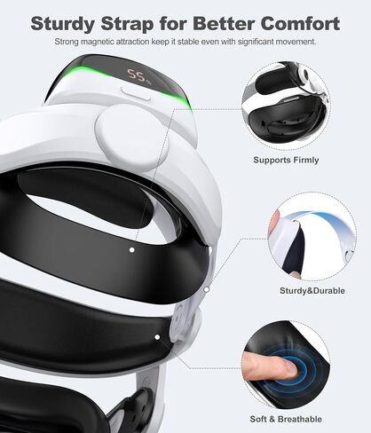 KawayeReal Battery Head Strap for Meta Quest 3/Quest 3S/Quest 2, with Magnetic Hot-Swappable & Detachable 10000mAh Battery Pack, Extends 3–5H Playtime, Comfortable VR Headset Strap for Oculus - MQ4003 in Kuwait