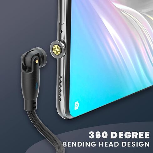 Magnilink 360 PRO 100W Magnetic USB C Phone Charger (Pack of 2) - 6 in 1 Magnet Charging Cable Fast Charging & Data - Works with i-Products, Type-C and Micro USB (Onyx Black) in Kuwait