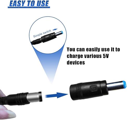 Craedli 12V Car Charger with 5V DC Power Cable, DC 5.5x2.1mm Cigarette Lighter Plug Power Cord with 11 Connectors, Universal Plug Charger Cable for DVD Player, GPS, Camera, Bluetooth Speaker(Black) in Saudi Arabia
