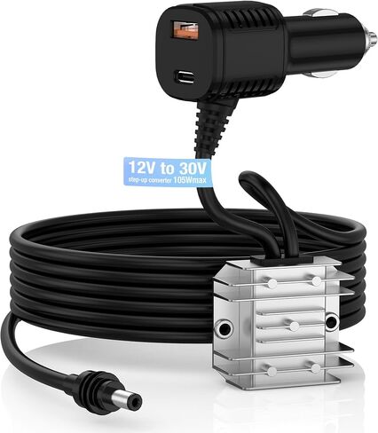 Starlink Mini 105W Car Charger, 12V/24V to 30V DC-DC Step-Up Booster, Stable Regulated 30V Output with Real-Time Voltmeter, Waterproof Power Cable for Starlink Mini Satellite System in Kuwait