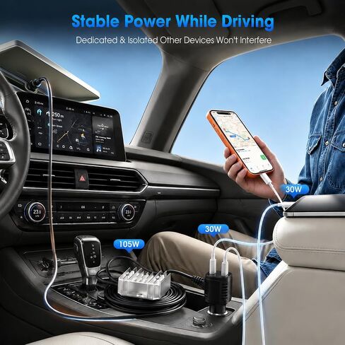 Starlink Mini 105W Car Charger, 12V/24V to 30V DC-DC Step-Up Booster, Stable Regulated 30V Output with Real-Time Voltmeter, Waterproof Power Cable for Starlink Mini Satellite System in Kuwait