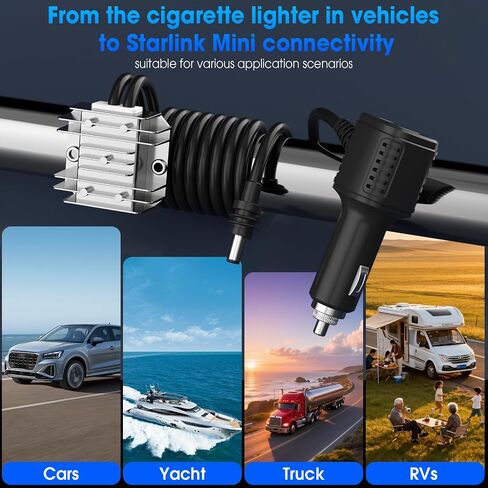Starlink Mini 105W Car Charger, 12V/24V to 30V DC-DC Step-Up Booster, Stable Regulated 30V Output with Real-Time Voltmeter, Waterproof Power Cable for Starlink Mini Satellite System in Kuwait