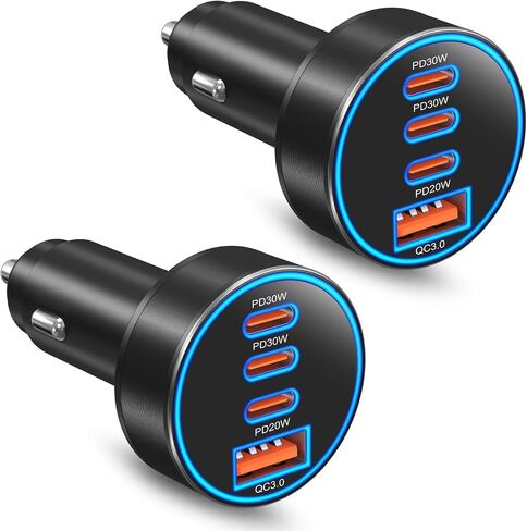 USB C Car Charger,98W 4-Port Fast Charging Type C Cigarette Lighter Adapter in Kuwait