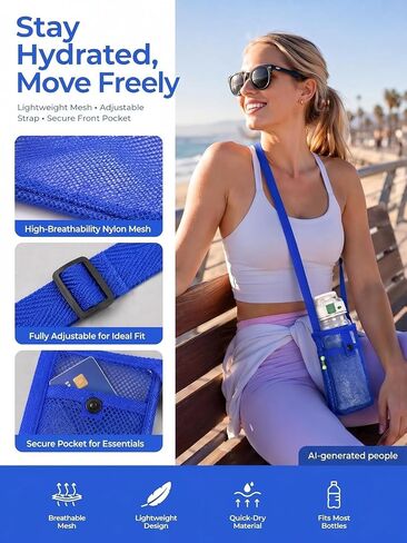 3Pcs Water Bottle Holder with Strap, Mesh Water Bottle Carrier for Walking in Saudi Arabia