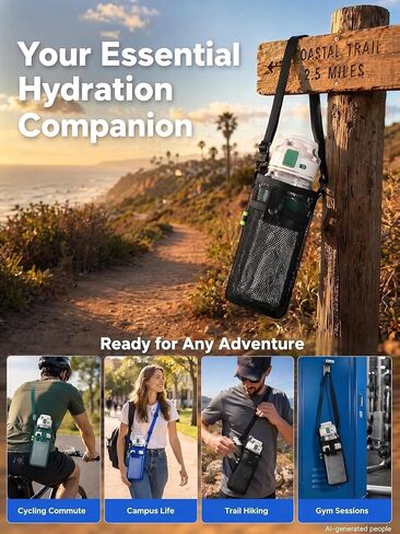 3Pcs Water Bottle Holder with Strap, Mesh Water Bottle Carrier for Walking in Saudi Arabia