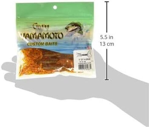Yamamoto 4" Double Tail Hula Grub - Realistic Easy-to-Use Soft Plastic Fishing Lure Bait with Free-Flowing Skirt - 10 Pack, Pumpkin (Orange) with Large Black and Small Green Flake in Kuwait