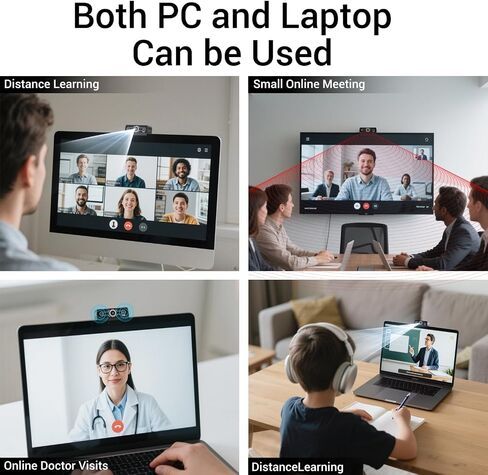 Diccik 2K Full HD Webcam for PC Laptop, K1 with Noise Cancelling Mic, Auto Light Correction & Wide Angle, Plug & Play USB Computer Camera for Desktop, Streaming, Video Calling, Mac/Windows in Kuwait