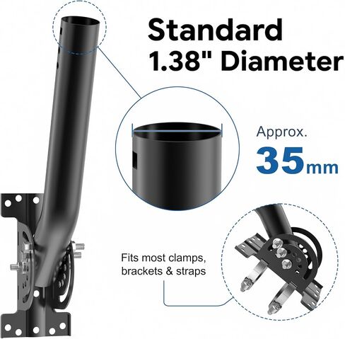 Universal Heavy Duty Antenna Mount Pole – 1.38" Dia x 14.6" L Mast for Wireless Bridges, Outdoor Antennas, Starlink, Weather Stations & WiFi Extenders, Black, 2 Pack in Kuwait