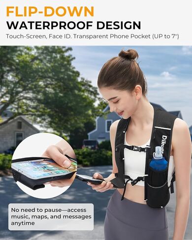 Running Vest for Women Men, Lightweight Hydration Runner Vest with Transparent Waterproof Phone Pocket, 17oz Soft Flask, Adjustable Chest Straps Reflective Backpack for Hiking Cycling Jogging in Kuwait