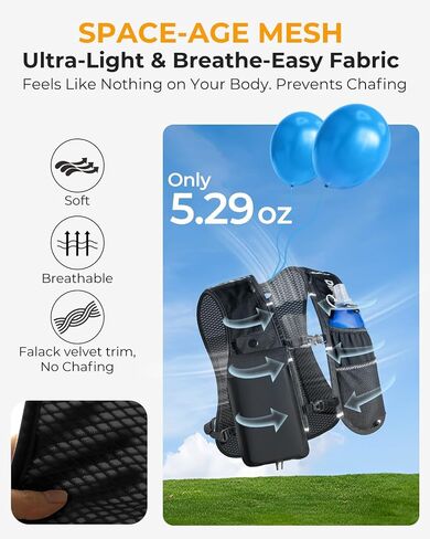Running Vest for Women Men, Lightweight Hydration Runner Vest with Transparent Waterproof Phone Pocket, 17oz Soft Flask, Adjustable Chest Straps Reflective Backpack for Hiking Cycling Jogging in Kuwait