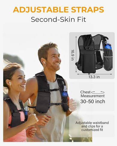 Running Vest for Women Men, Lightweight Hydration Runner Vest with Transparent Waterproof Phone Pocket, 17oz Soft Flask, Adjustable Chest Straps Reflective Backpack for Hiking Cycling Jogging in Kuwait