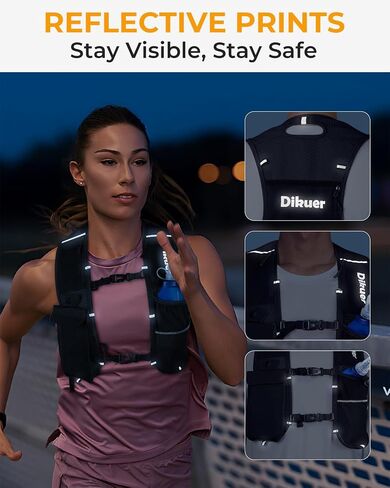 Running Vest for Women Men, Lightweight Hydration Runner Vest with Transparent Waterproof Phone Pocket, 17oz Soft Flask, Adjustable Chest Straps Reflective Backpack for Hiking Cycling Jogging in Kuwait