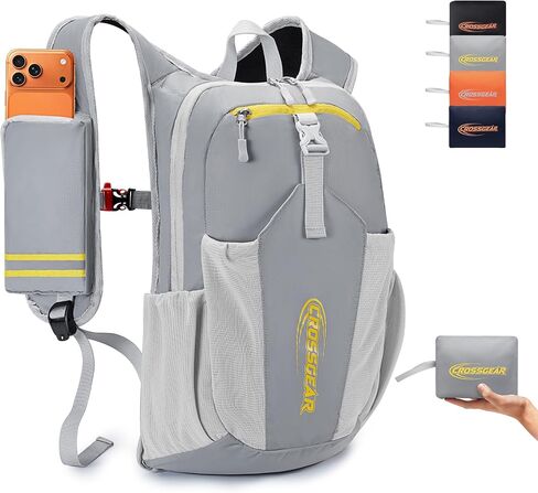 CROSSGEAR 16L Foldable Hiking Backpack, RFID Protection, Lightweight Waterproof Daypack, Packable Backpacks for Women Men, Small Hiking Daypack for Camping Travel Outdoor, Gray in Saudi Arabia