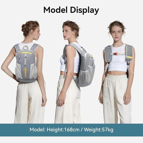 CROSSGEAR 16L Foldable Hiking Backpack, RFID Protection, Lightweight Waterproof Daypack, Packable Backpacks for Women Men, Small Hiking Daypack for Camping Travel Outdoor, Gray in Saudi Arabia