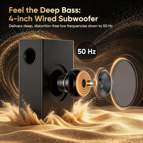 Sound Bar with Wired Subwoofer for TV, 70W 2.1 Channel Soundbar in Kuwait