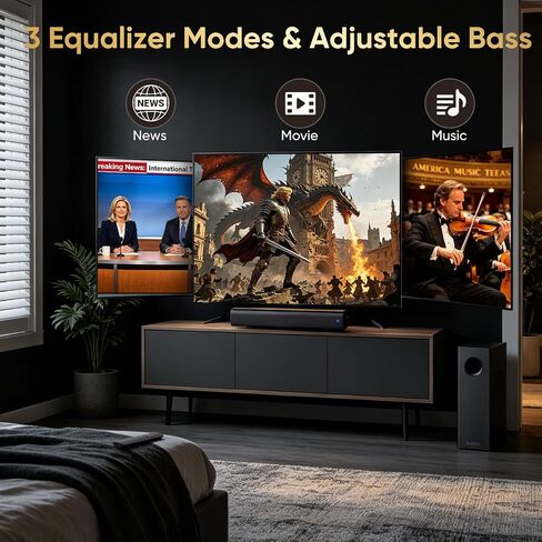 Sound Bar with Wired Subwoofer for TV, 70W 2.1 Channel Soundbar in Kuwait