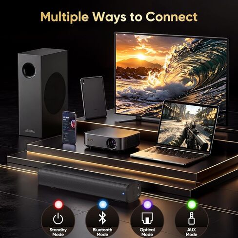 Sound Bar with Wired Subwoofer for TV, 70W 2.1 Channel Soundbar in Kuwait