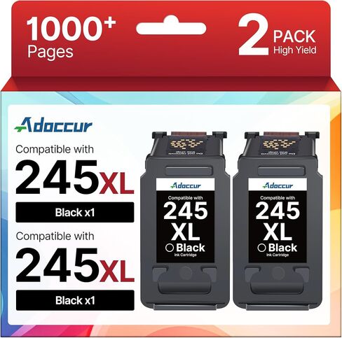 245XL Ink Cartridge High Capacity for Canon 245XL Black Ink, 245 XL Black Ink Cartridge Compatible with Canon Pixma TS202/MG2522/MX490/MX492/TR4520/MG2525/TS3322/TS3320/TS302/MG2520/TR4527 (2 Pack) in Saudi Arabia