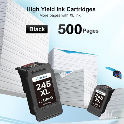 245XL Ink Cartridge High Capacity for Canon 245XL Black Ink, 245 XL Black Ink Cartridge Compatible with Canon Pixma TS202/MG2522/MX490/MX492/TR4520/MG2525/TS3322/TS3320/TS302/MG2520/TR4527 (2 Pack) in Saudi Arabia